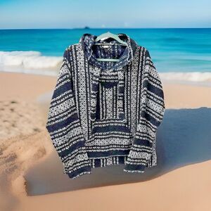 Y2k Oland Outdoors Baja Mexico Hippie Hooded Poncho‎ with Pocket -Size Large??
